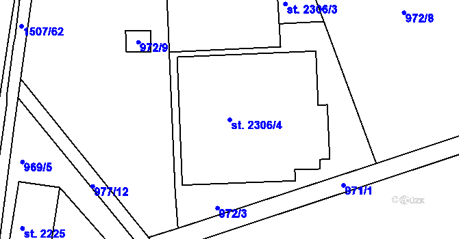 Parcela st. 2306/4 v KÚ Třebíč, Katastrální mapa