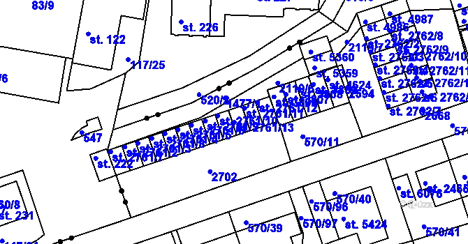 Parcela st. 2761/13 v KÚ Třebíč, Katastrální mapa