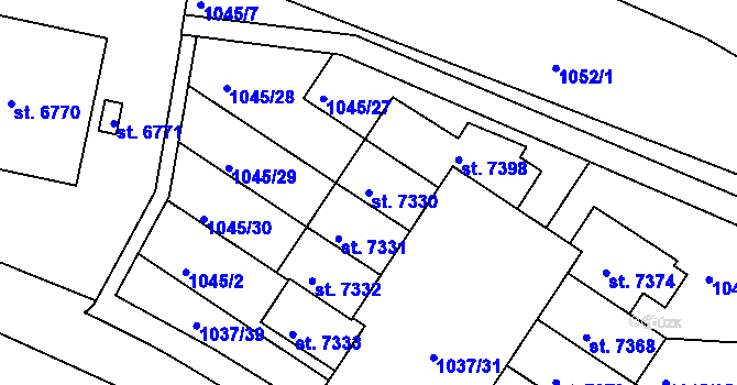 Parcela st. 7330 v KÚ Třebíč, Katastrální mapa