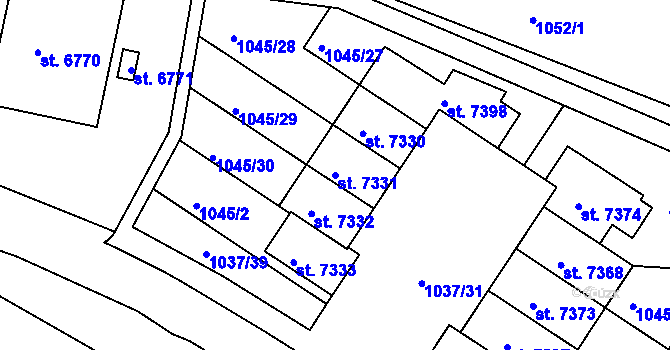 Parcela st. 7331 v KÚ Třebíč, Katastrální mapa
