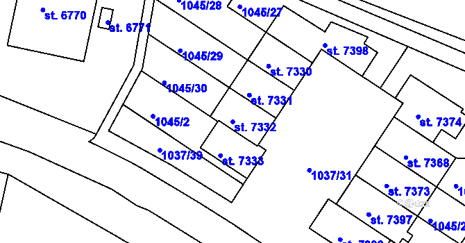 Parcela st. 7332 v KÚ Třebíč, Katastrální mapa