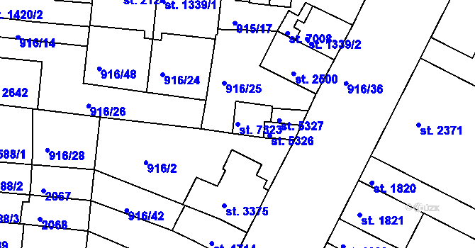 Parcela st. 7323 v KÚ Třebíč, Katastrální mapa