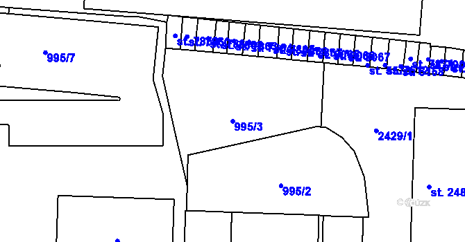 Parcela st. 995/3 v KÚ Třebíč, Katastrální mapa