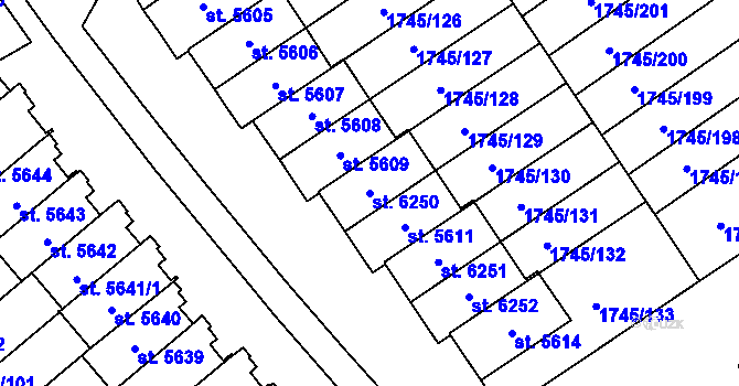 Parcela st. 6250 v KÚ Třebíč, Katastrální mapa
