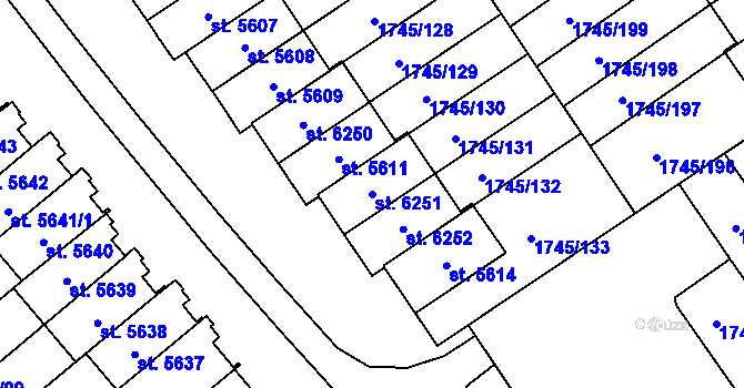 Parcela st. 6251 v KÚ Třebíč, Katastrální mapa