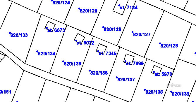Parcela st. 7345 v KÚ Třebíč, Katastrální mapa