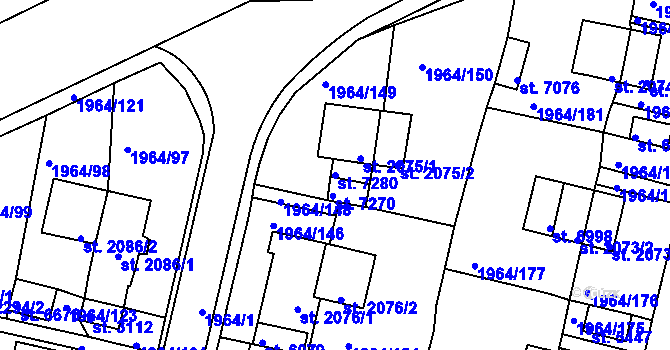 Parcela st. 7280 v KÚ Třebíč, Katastrální mapa
