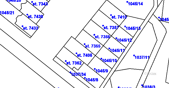Parcela st. 7355 v KÚ Třebíč, Katastrální mapa