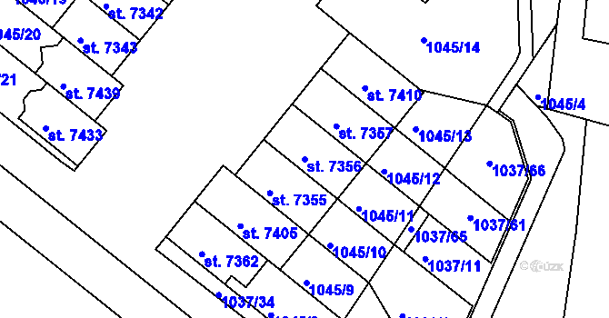 Parcela st. 7356 v KÚ Třebíč, Katastrální mapa