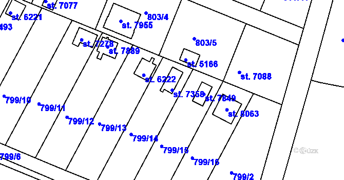 Parcela st. 7358 v KÚ Třebíč, Katastrální mapa