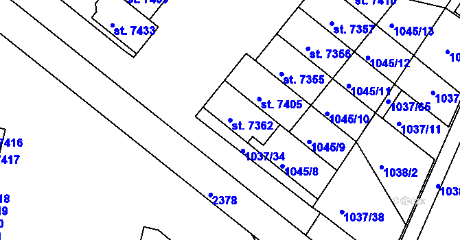 Parcela st. 7362 v KÚ Třebíč, Katastrální mapa