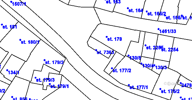 Parcela st. 7363 v KÚ Třebíč, Katastrální mapa