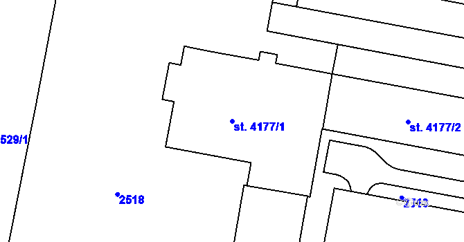 Parcela st. 4177/1 v KÚ Třebíč, Katastrální mapa