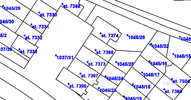 Parcela st. 7368 v KÚ Třebíč, Katastrální mapa