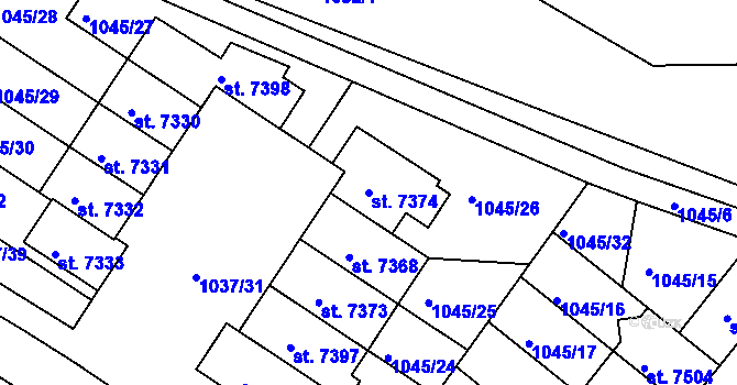 Parcela st. 7374 v KÚ Třebíč, Katastrální mapa