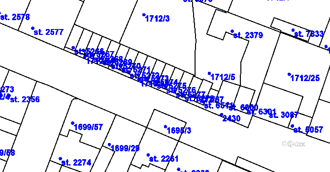 Parcela st. 5276 v KÚ Třebíč, Katastrální mapa
