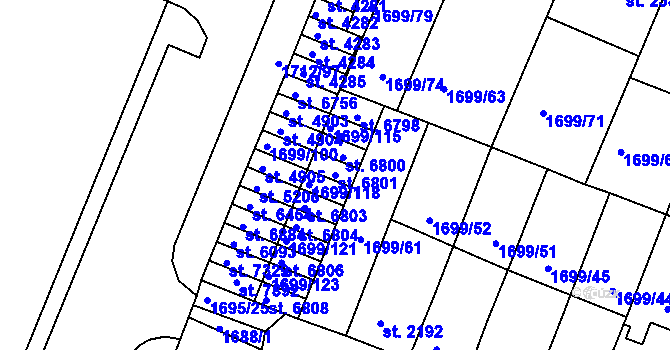 Parcela st. 6801 v KÚ Třebíč, Katastrální mapa