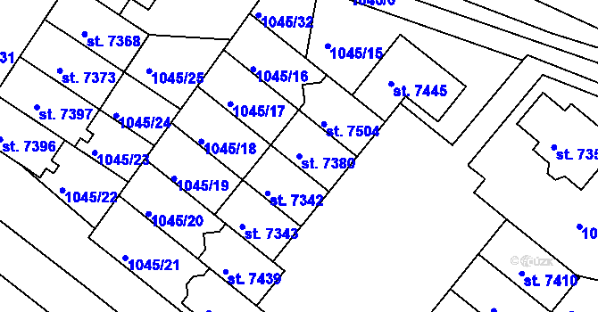 Parcela st. 7380 v KÚ Třebíč, Katastrální mapa