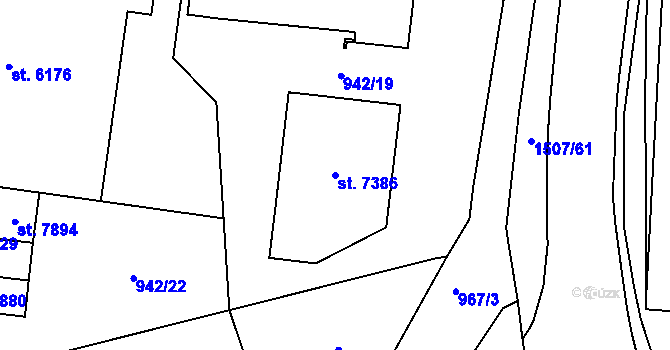 Parcela st. 7386 v KÚ Třebíč, Katastrální mapa