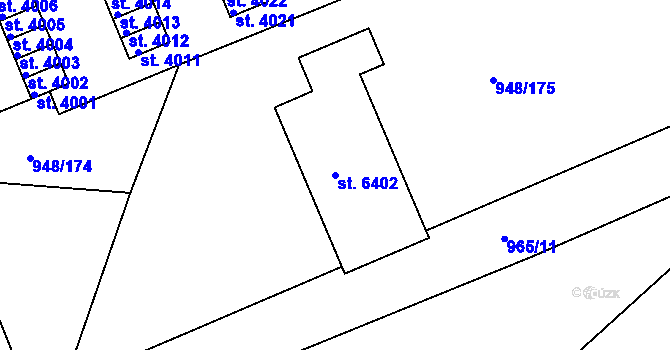 Parcela st. 6402 v KÚ Třebíč, Katastrální mapa