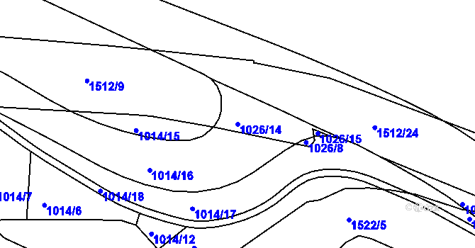 Parcela st. 1026/14 v KÚ Třebíč, Katastrální mapa