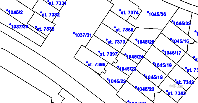 Parcela st. 7397 v KÚ Třebíč, Katastrální mapa
