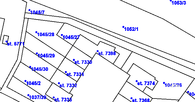 Parcela st. 7398 v KÚ Třebíč, Katastrální mapa