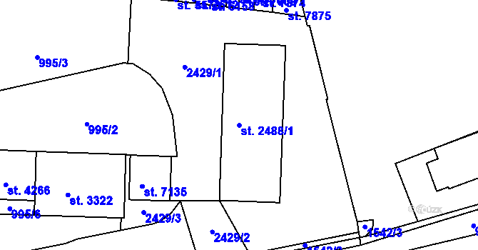 Parcela st. 2488/1 v KÚ Třebíč, Katastrální mapa