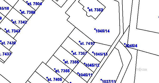 Parcela st. 7410 v KÚ Třebíč, Katastrální mapa