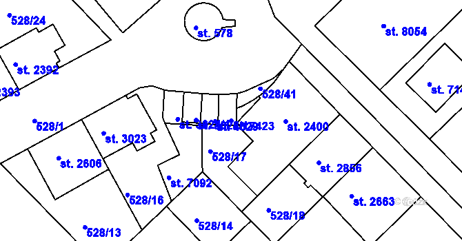Parcela st. 7423 v KÚ Třebíč, Katastrální mapa