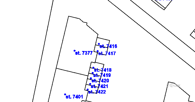 Parcela st. 7417 v KÚ Třebíč, Katastrální mapa