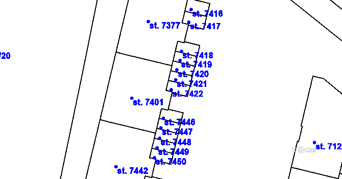 Parcela st. 7422 v KÚ Třebíč, Katastrální mapa