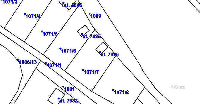 Parcela st. 7426 v KÚ Třebíč, Katastrální mapa