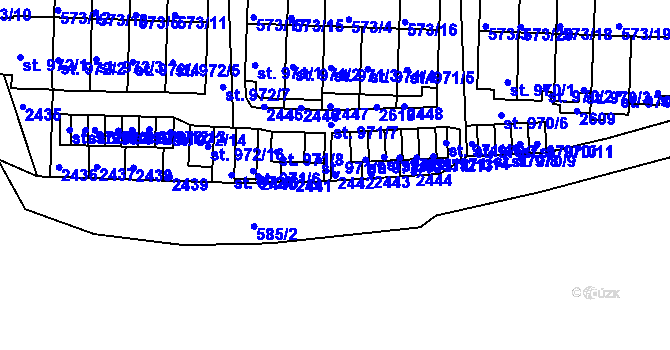Parcela st. 2442 v KÚ Třebíč, Katastrální mapa