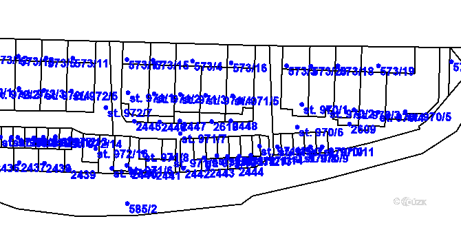 Parcela st. 2448 v KÚ Třebíč, Katastrální mapa