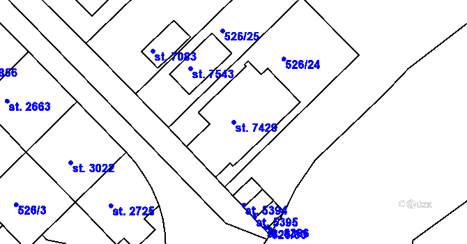 Parcela st. 7429 v KÚ Třebíč, Katastrální mapa