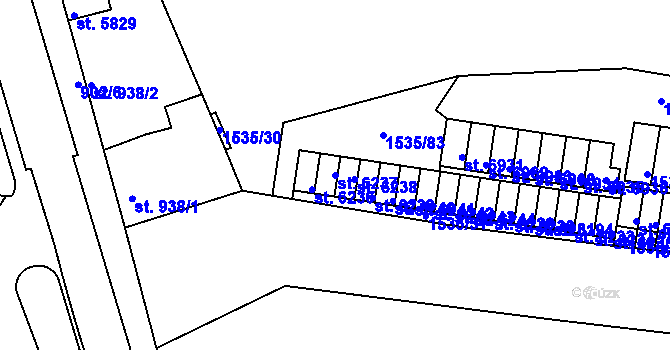 Parcela st. 6237 v KÚ Třebíč, Katastrální mapa