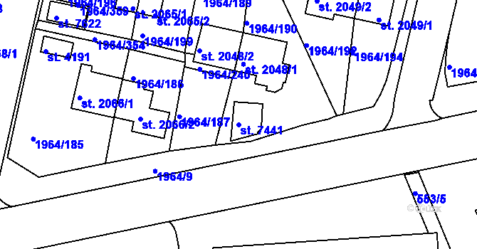 Parcela st. 7441 v KÚ Třebíč, Katastrální mapa