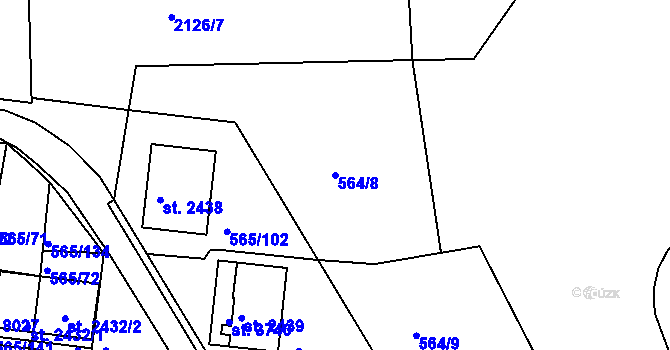 Parcela st. 564/8 v KÚ Třebíč, Katastrální mapa