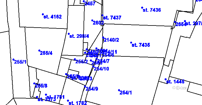 Parcela st. 254/6 v KÚ Třebíč, Katastrální mapa