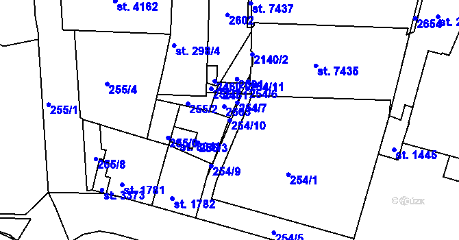 Parcela st. 254/10 v KÚ Třebíč, Katastrální mapa