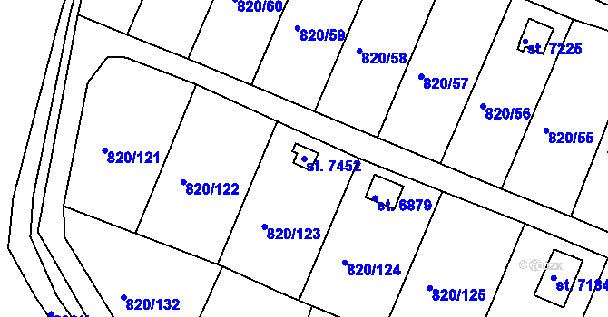 Parcela st. 7452 v KÚ Třebíč, Katastrální mapa