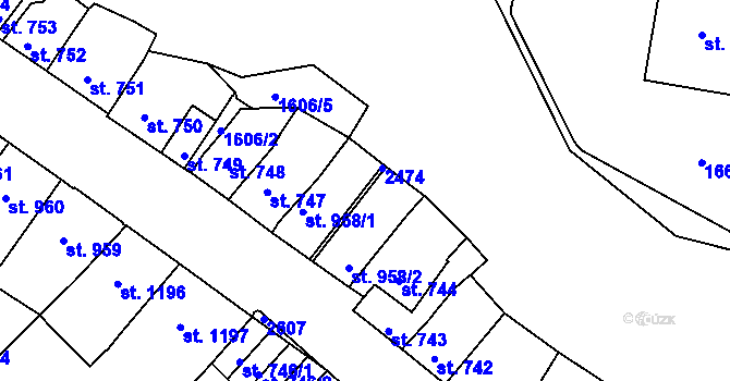 Parcela st. 2474 v KÚ Třebíč, Katastrální mapa