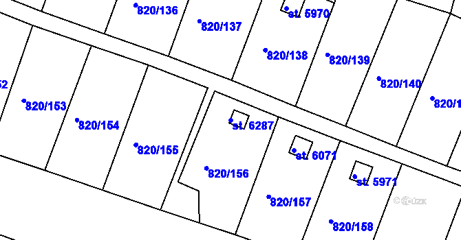 Parcela st. 6287 v KÚ Třebíč, Katastrální mapa