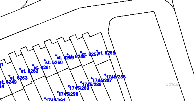 Parcela st. 6256 v KÚ Třebíč, Katastrální mapa