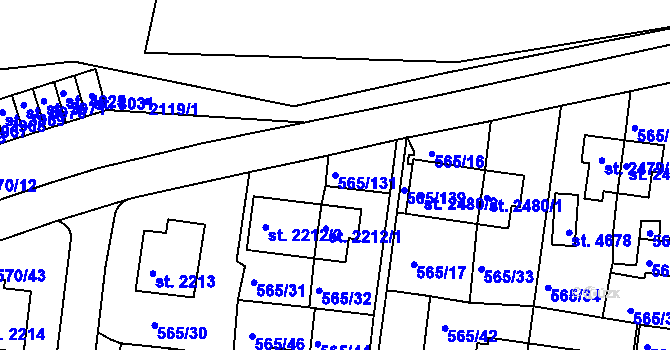 Parcela st. 565/131 v KÚ Třebíč, Katastrální mapa
