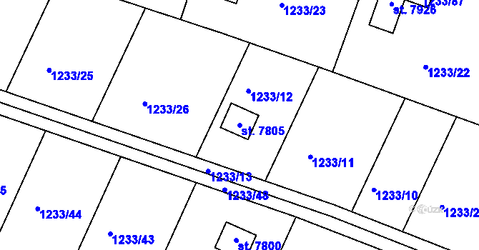 Parcela st. 7805 v KÚ Třebíč, Katastrální mapa