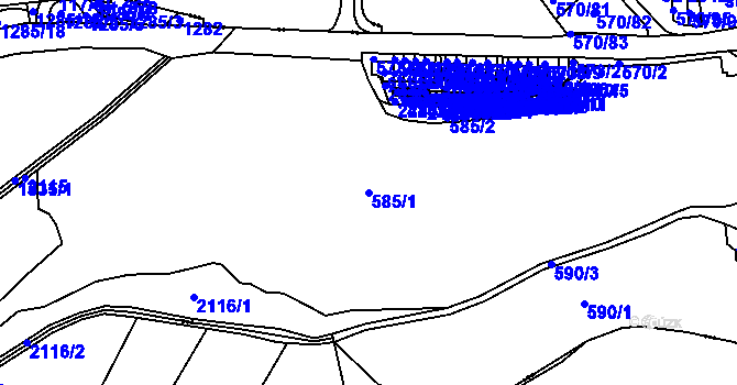 Parcela st. 585/1 v KÚ Třebíč, Katastrální mapa