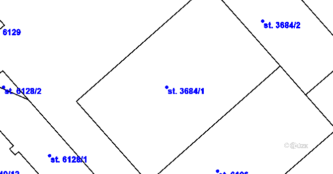 Parcela st. 3684/1 v KÚ Třebíč, Katastrální mapa