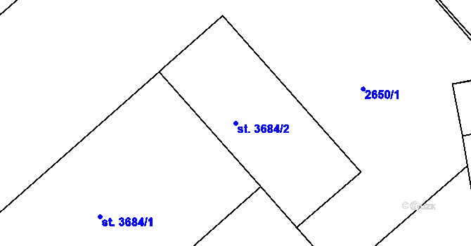Parcela st. 3684/2 v KÚ Třebíč, Katastrální mapa